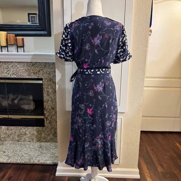 Tanya Taylor Luisa Wrap Silk Dress Floral Size 4 Feminine - Picture 7 of 12